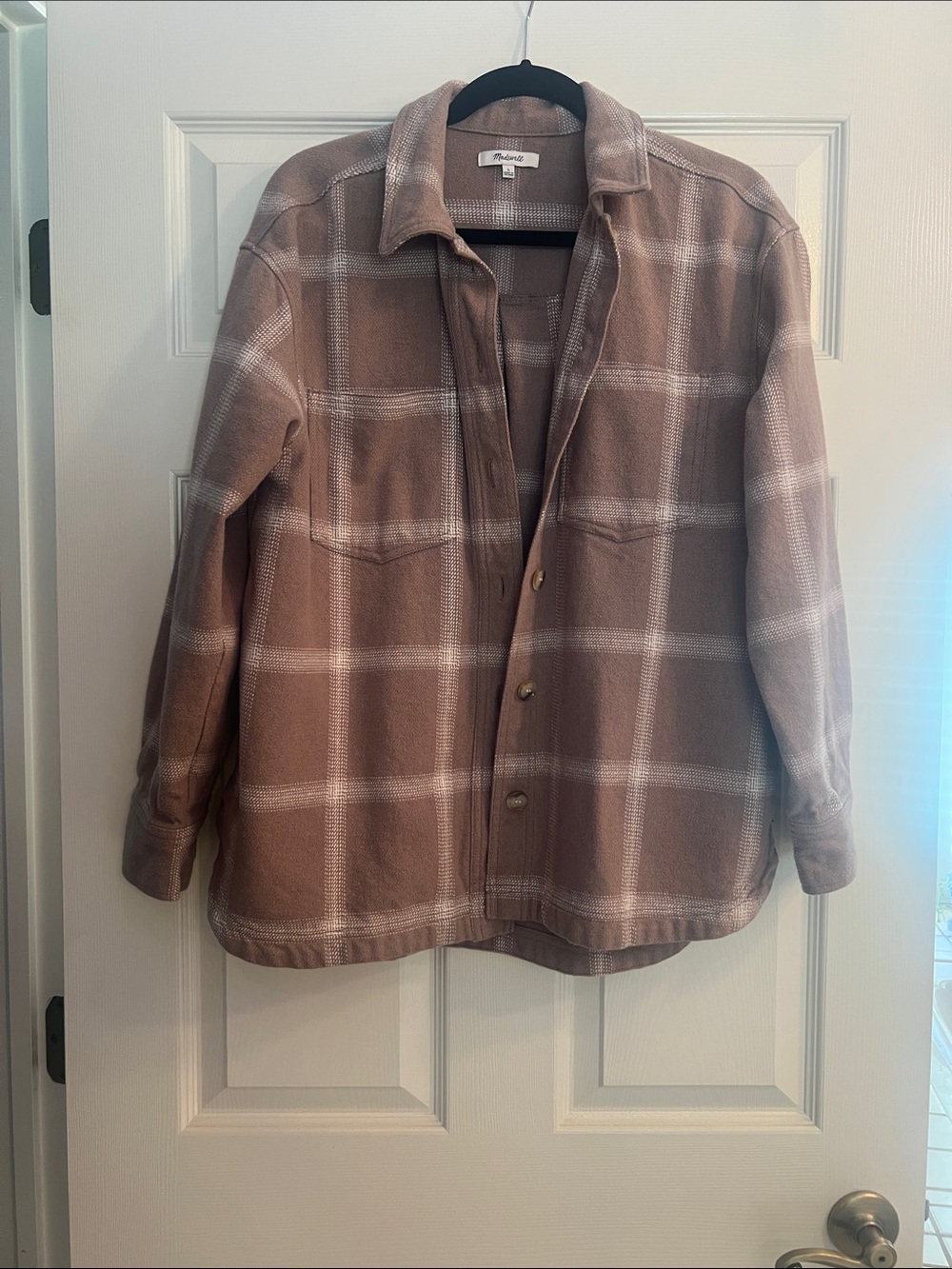Madewell Taupe and cream Plaid Shacket